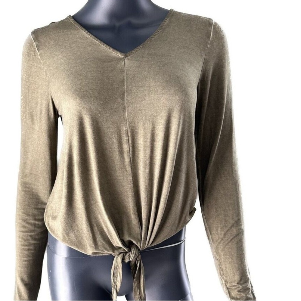 Women's V-Neck Tie-Front Top - Olive